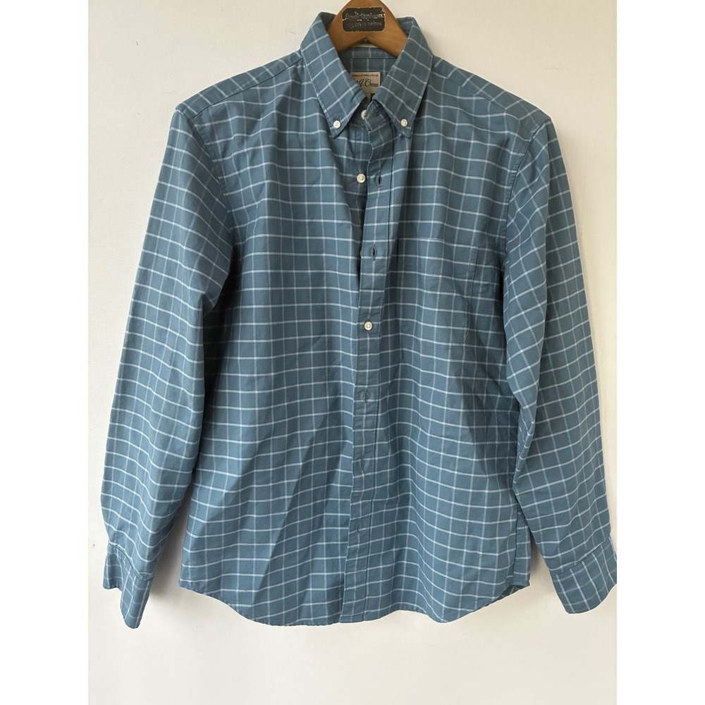 J.Crew American Pima Cotton Windowpane Check Button Down Shirt Blue Mens Medium